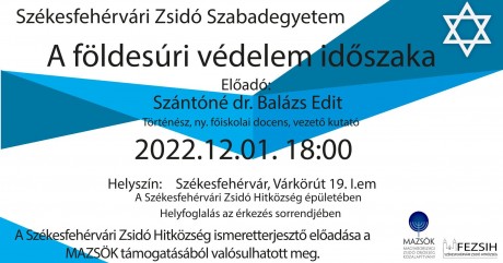 A zsidóság helyzete a korabeli Nyugat-magyarországi nagybirtokon - előadás a hitközség épületében